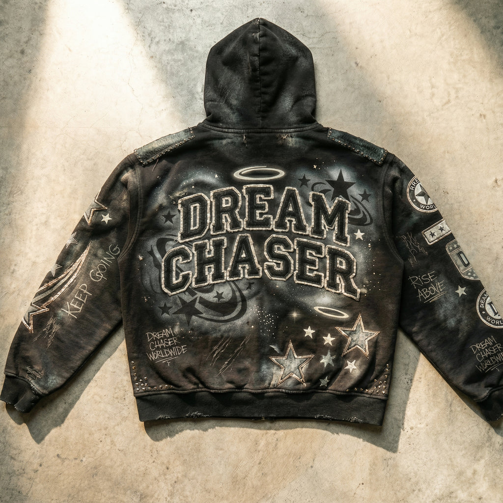 Dream Chaser Star Zip Hoodie - Black